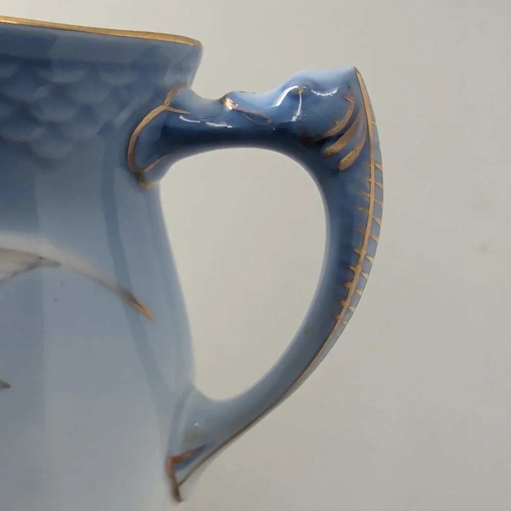 Bing & Grondahl Seagull Creamer Pitcher Seahorse Handle Gold Trim Denmark 189